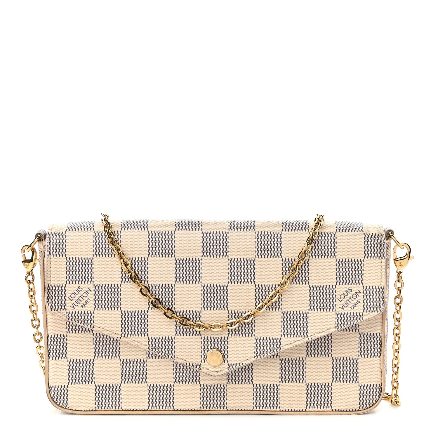 Louis Vuitton Damier Azur Pochette Felicie Chain Wallet Rose Ballerine 3 of 10