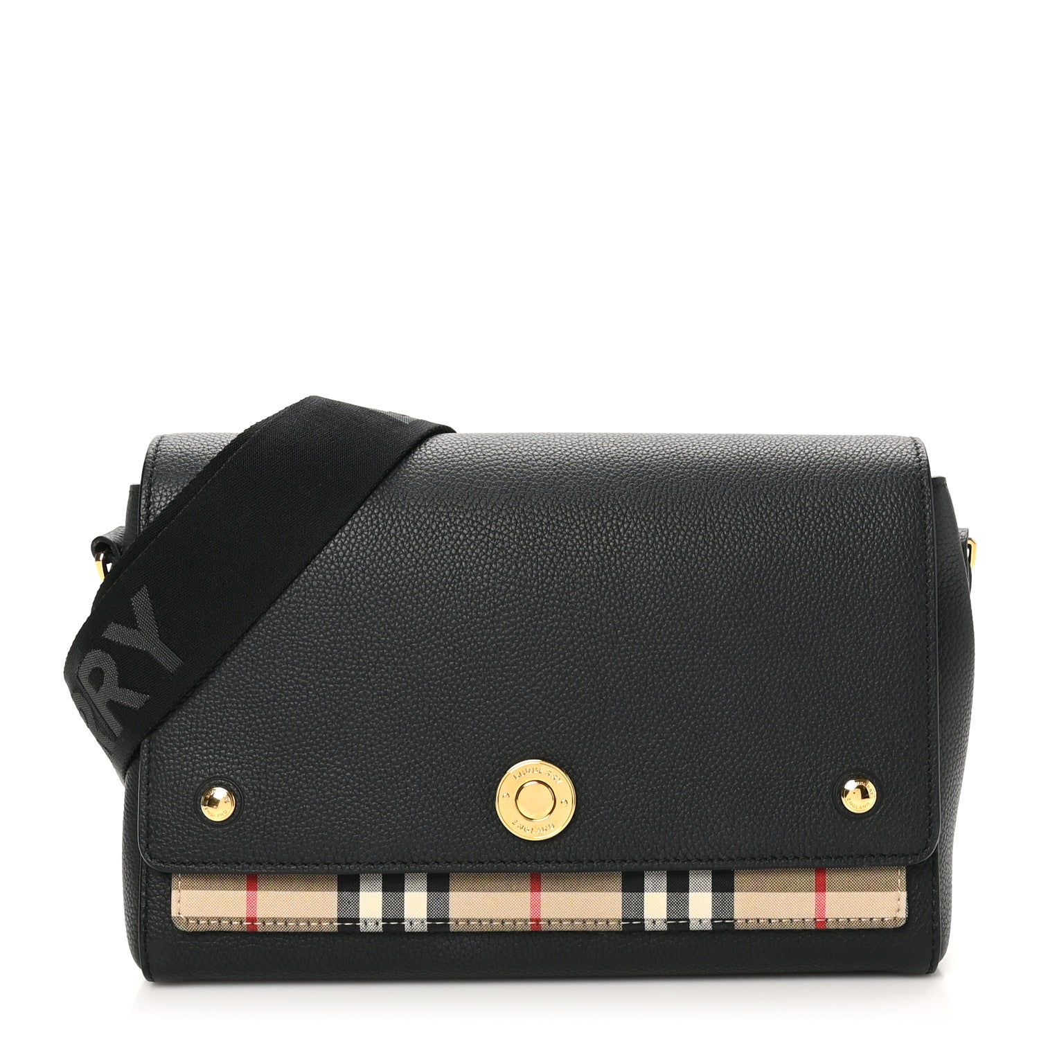 Burberry Grainy Calfskin Vintage Check Note Crossbody Bag Black 1 of 9