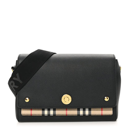 Burberry Grainy Calfskin Vintage Check Note Crossbody Bag Black 1 of 9