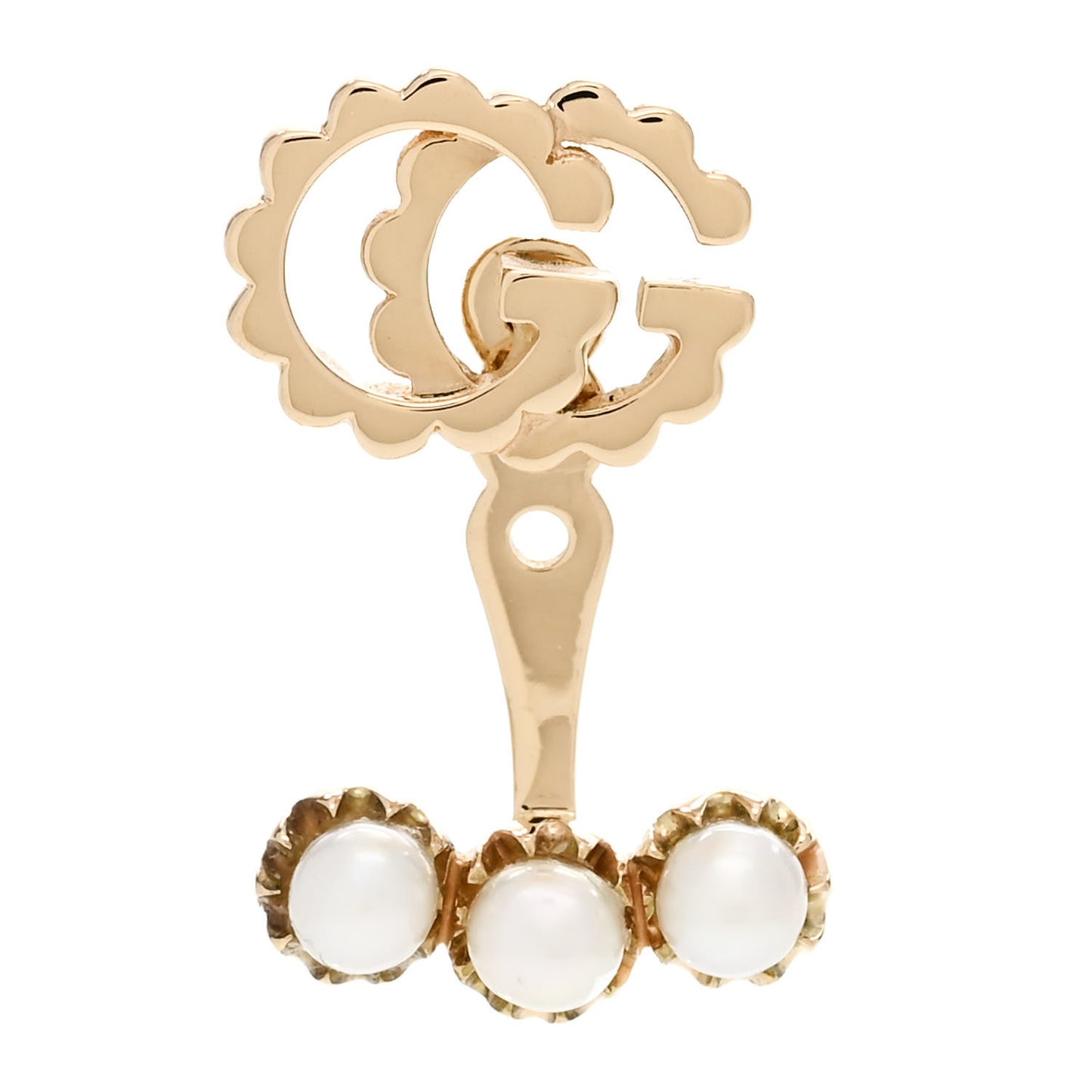 18K Yellow Gold Pearl Single GG Running Earring