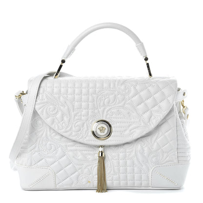 Versace Nappa Barocco Quilted Altea Vanitas Satchel White 1 of 17