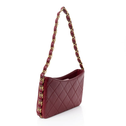Chanel Lambskin Quilted Small CC Links Hobo Burgundy 3 of 11