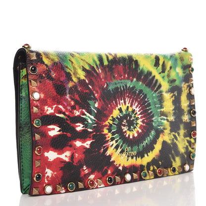 Valentino Garavani Pebbled Calfskin Tie Dye Rockstud Rolling Wristlet Clutch Multicolor 3 of 8