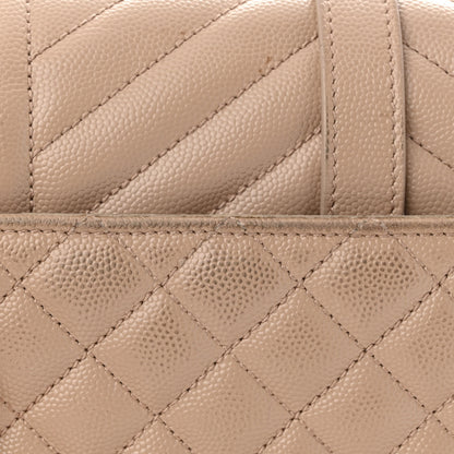Saint Laurent Grain De Poudre Textured Mixed Matelasse Medium Triquilt Monogram Satchel Dark Beige 12 of 13
