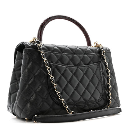 Chanel Caviar Lizard Embossed Quilted Small Coco Handle Flap Black 3 of 13