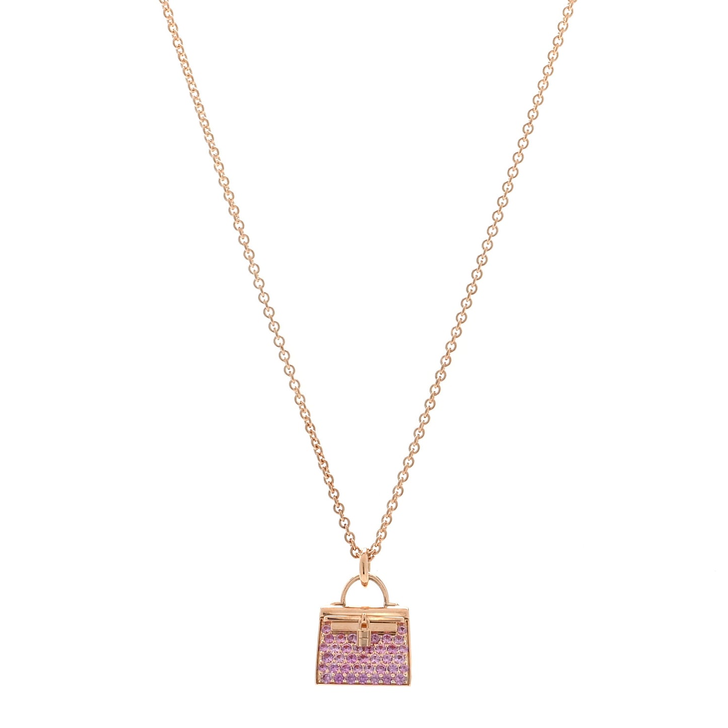 18K Rose Gold Pink Sapphire Kelly Amulettes Pendant Necklace