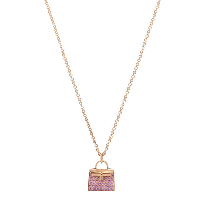 Hermes 18K Rose Gold Pink Sapphire Kelly Amulettes Pendant Necklace 1 of 3