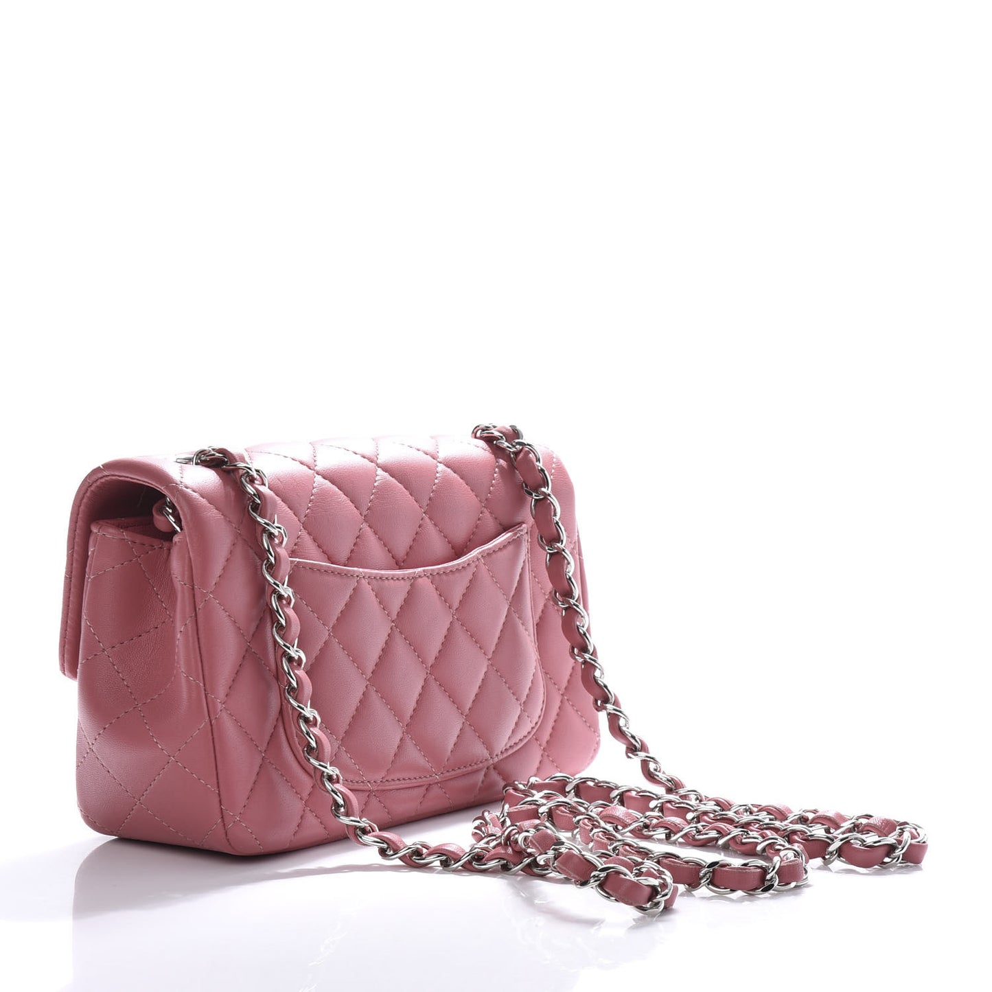 Lambskin Quilted Mini Rectangular Flap Pink