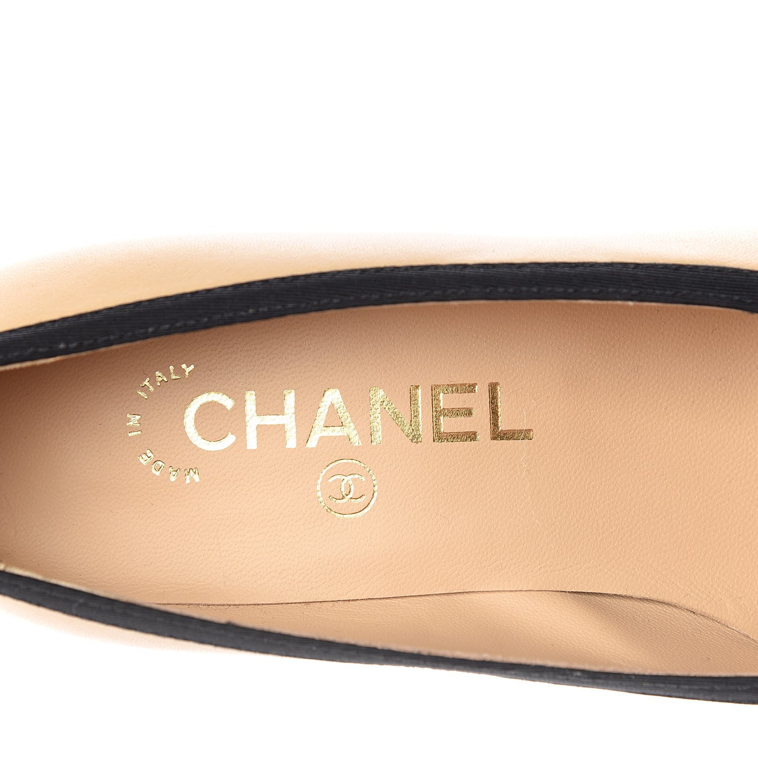Chanel Lambskin Grosgrain Cap Toe CC Pumps 35.5 Beige Black 8 of 10