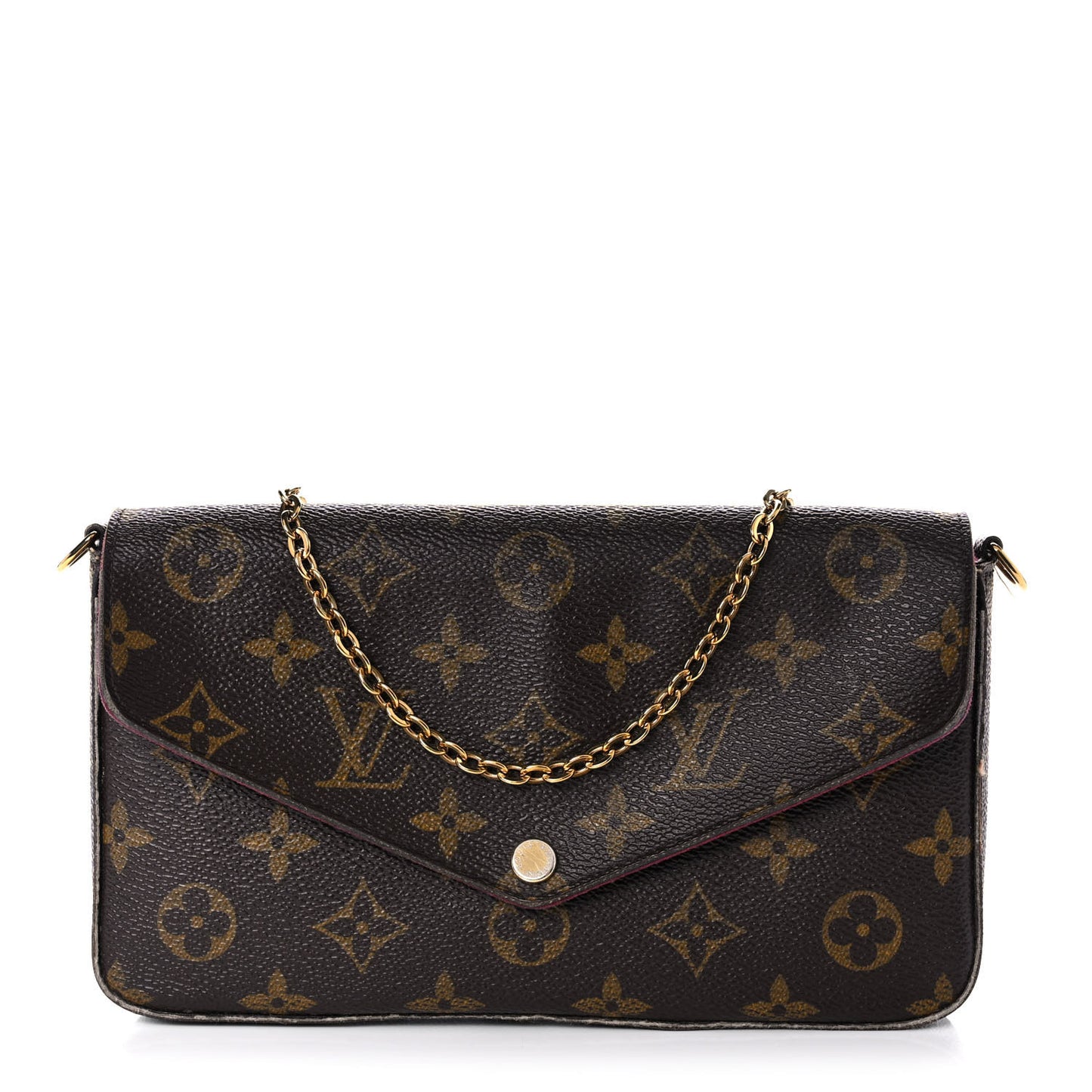 Monogram Pochette Felicie Chain Wallet Fuchsia