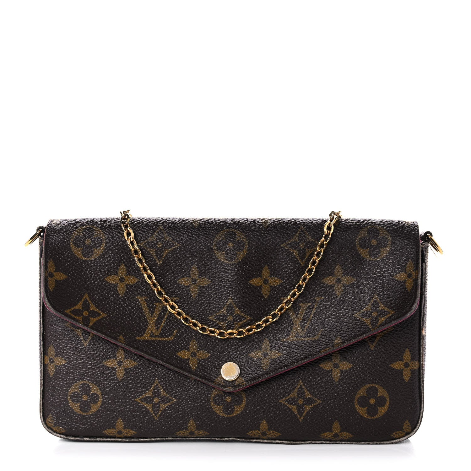 Louis Vuitton Monogram Pochette Felicie Chain Wallet Fuchsia 1 of 11