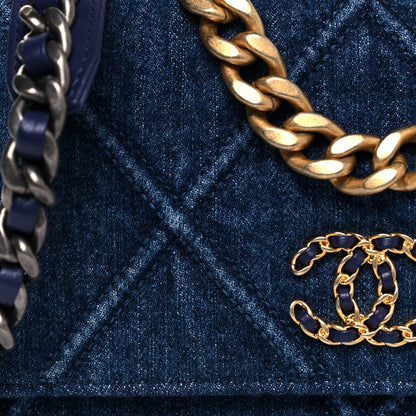 Chanel Denim Quilted Chanel 19 Wallet On Chain WOC Blue 7 of 13