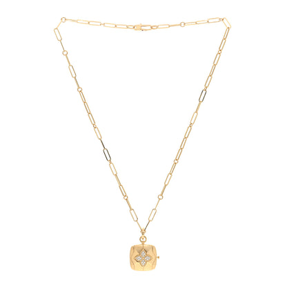 Roberto Coin 18K Yellow Gold Diamond Princess Flower Locket Pendant Necklace 2 of 5