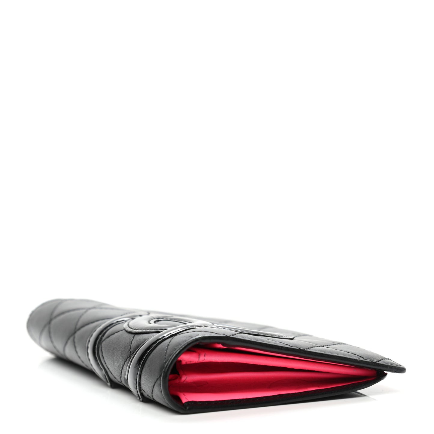 Calfskin Quilted Cambon Yen Wallet Black