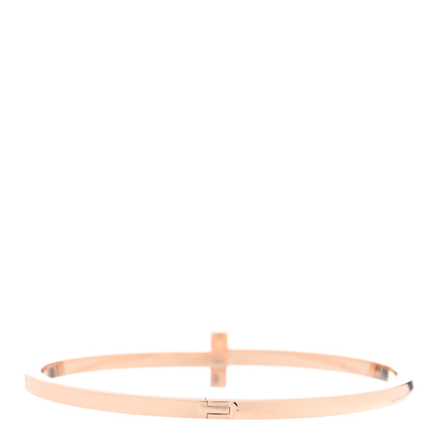 Tiffany 18K Rose Gold Narrow T T1 Hinged Bangle Bracelet 2 of 4