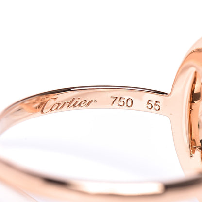 Cartier 18K Pink Gold Diamond Logo Double C Ring 55 7.25 5 of 7