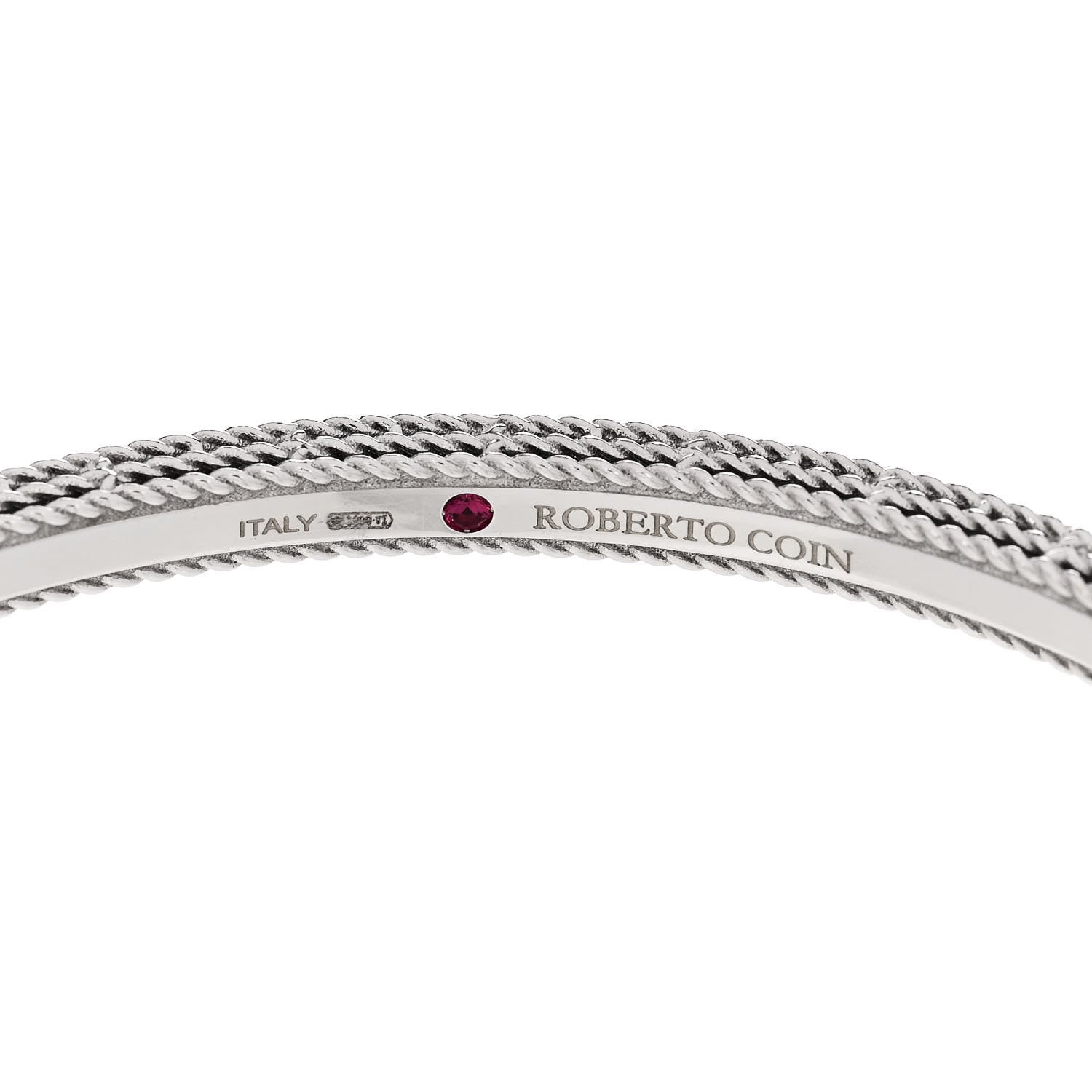 Roberto Coin 18K White Gold Diamond Princess Flower Symphony Flower Charm Bangle Bracelet 3 of 4