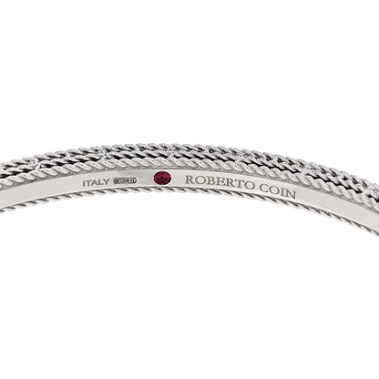 Roberto Coin 18K White Gold Diamond Princess Flower Symphony Flower Charm Bangle Bracelet 3 of 4