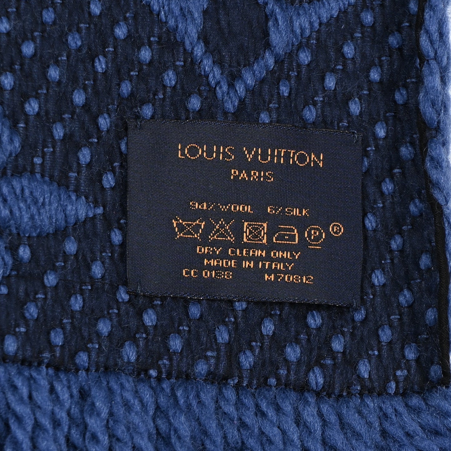 Wool Silk Logomania Scarf Denim Dark