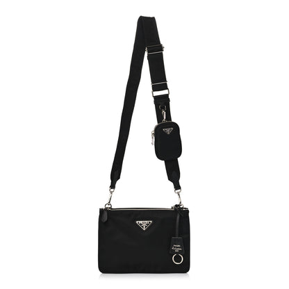 Prada Re-Nylon Saffiano Re-Edition 2000 Double Zip Crossbody Bag Black 1 of 14
