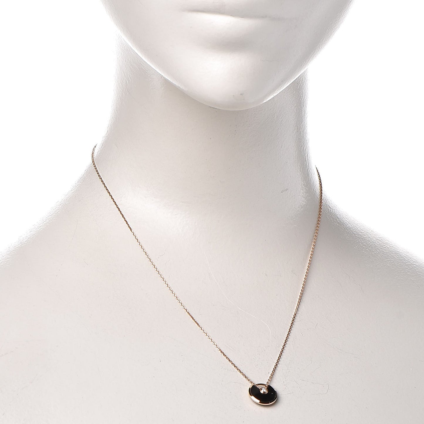 18K Pink Gold Diamond Black Onyx XS Amulette de Cartier Pendant Necklace