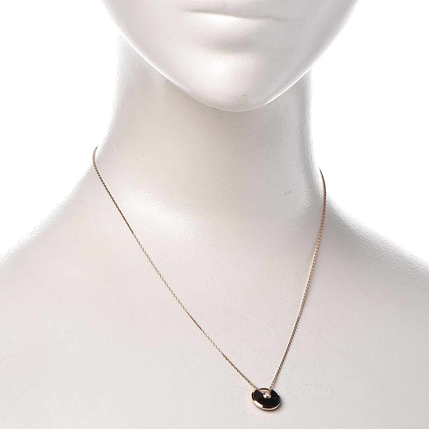Cartier 18K Pink Gold Diamond Black Onyx XS Amulette de Cartier Pendant Necklace 2 of 5