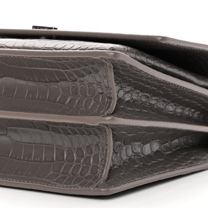 Saint Laurent Calfskin Crocodile Embossed Medium Monogram Sunset Fog 10 of 10