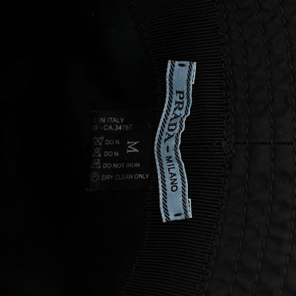 Prada Re-Nylon Metal Triangle Logo Womens Bucket Hat M Black 8 of 8