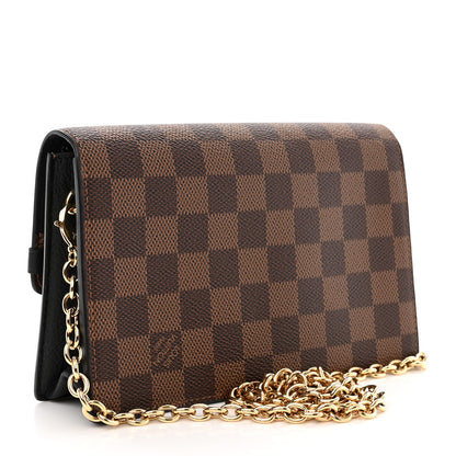 Louis Vuitton Damier Ebene Vavin Chain Wallet Black 3 of 9