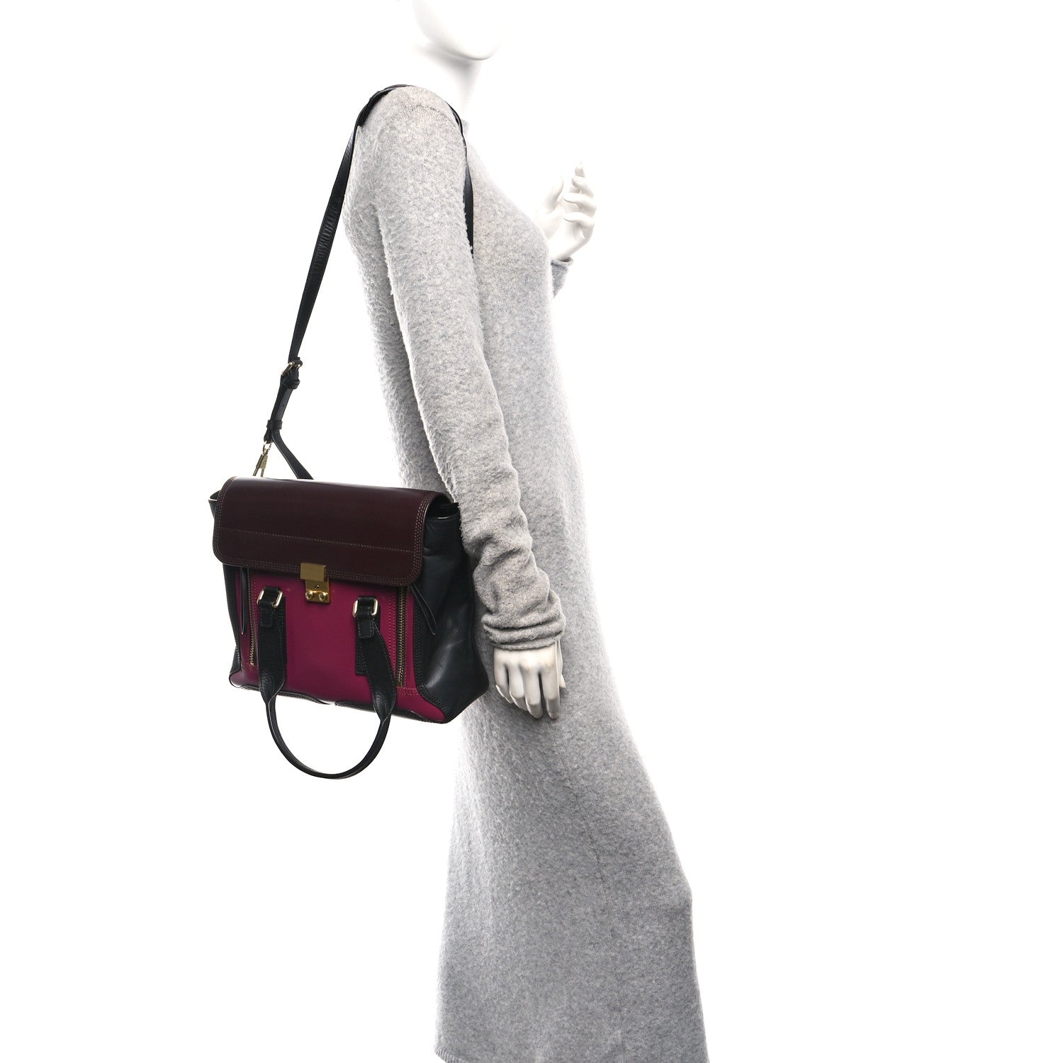 3.1 Phillip Lim Smooth Calfskin Medium Pashli Satchel Berry Black 2 of 9