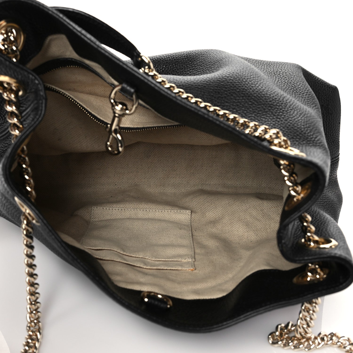 Gucci Pebbled Calfskin Medium Soho Chain Shoulder Bag Black 5 of 10