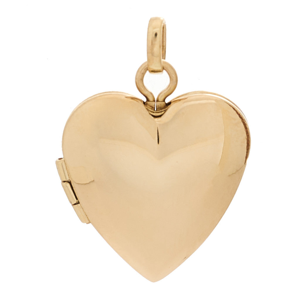 14K Yellow Gold Heart Locket Pendant