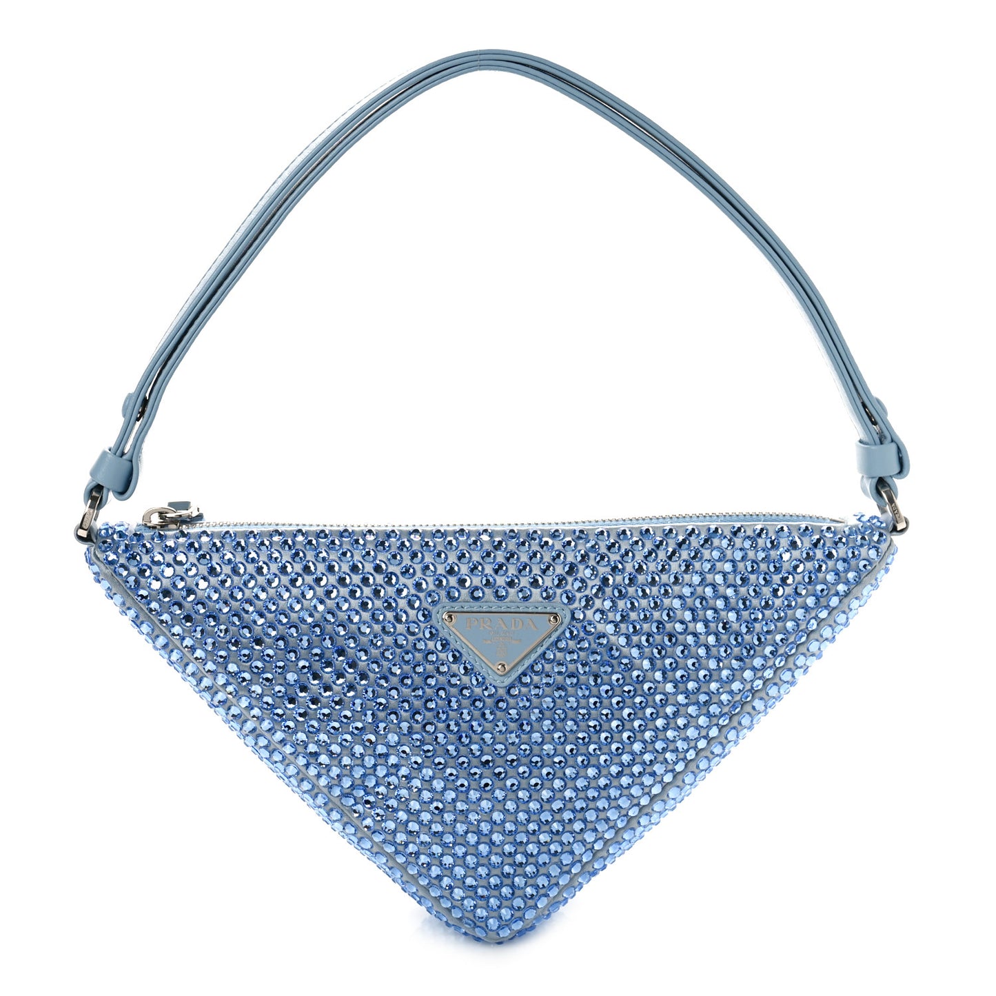 Satin Crystal Triangle Pouch Celeste