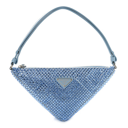 Prada Satin Crystal Triangle Pouch Celeste 1 of 7