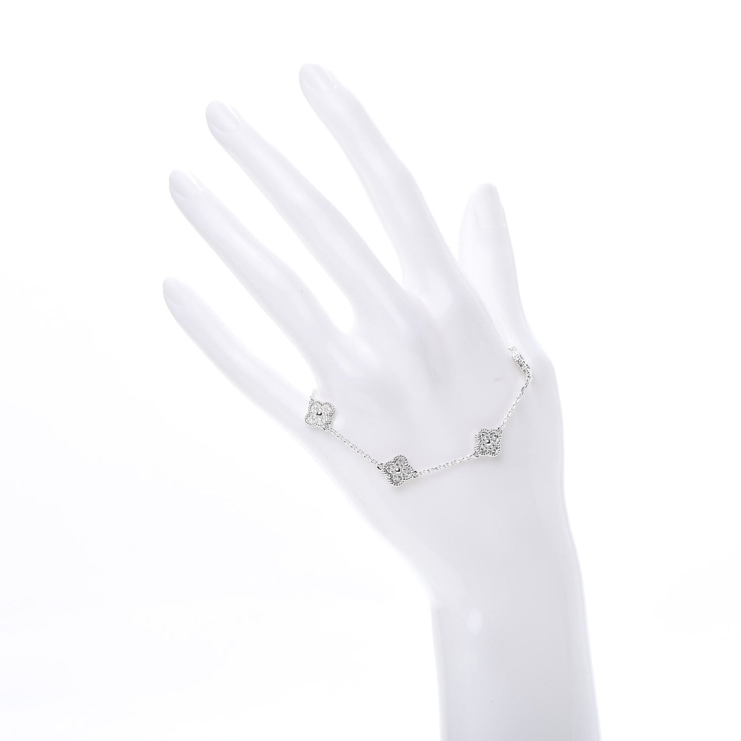 18K White Gold Diamond 6 Motifs Sweet Alhambra Bracelet
