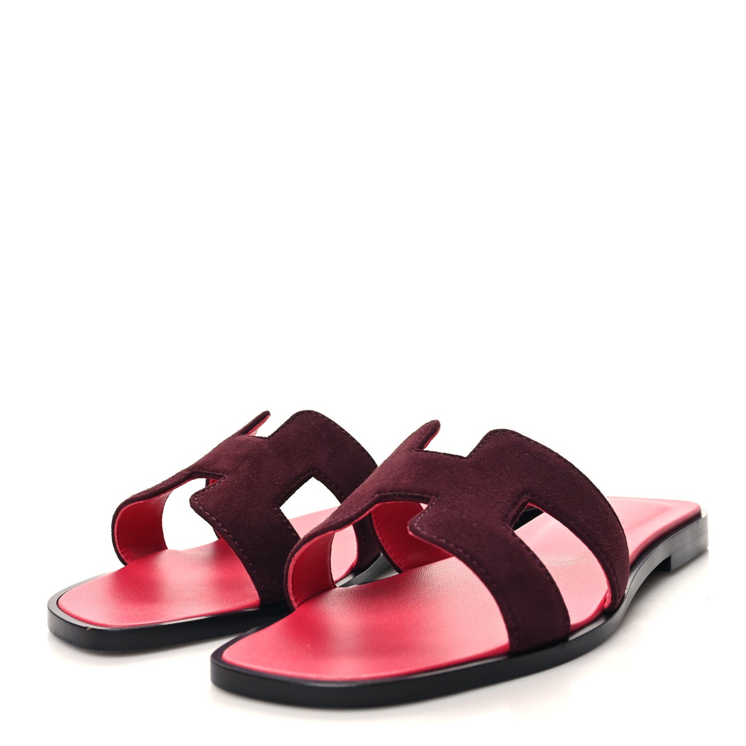Hermes Suede Goatskin Oran Sandals 35.5 Rose Rouge Marsala 3 of 9