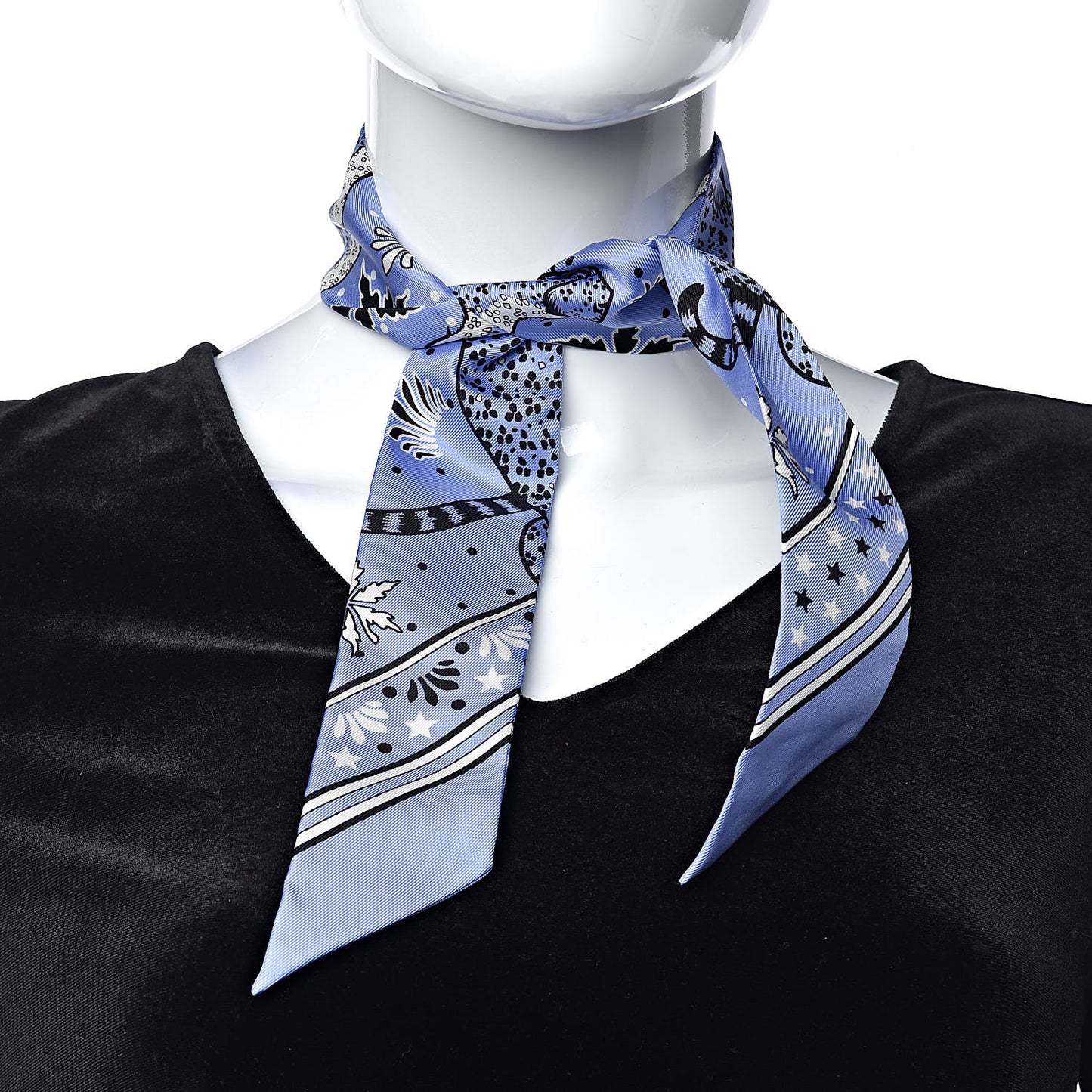 Silk Les Leopards Twilly Lavande Black White