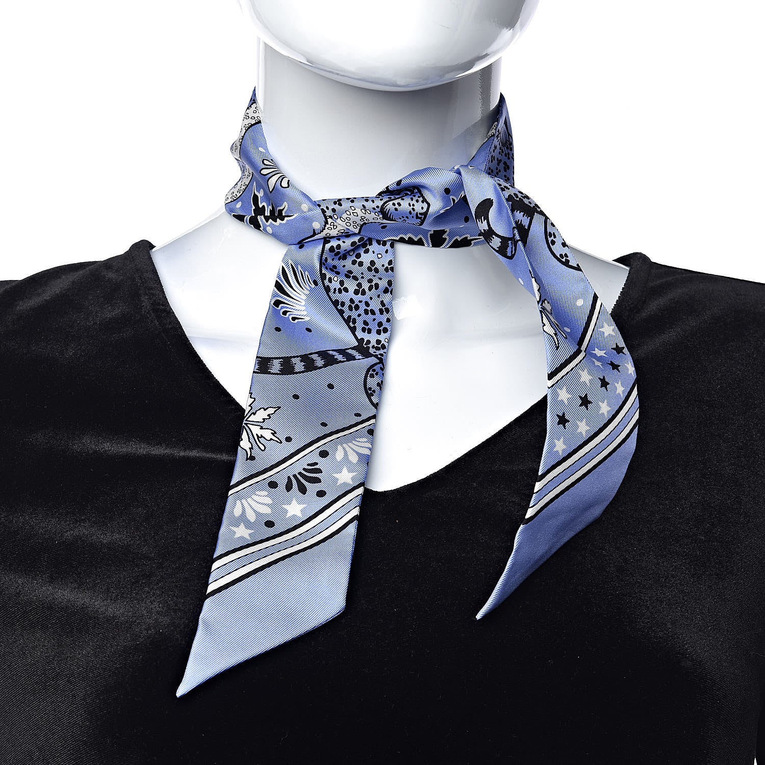 Hermes Silk Les Leopards Twilly Lavande Black White 2 of 4