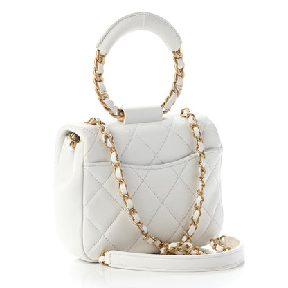 Chanel Lambskin Quilted Small In The Loop Handle Flap Bag White 3 of 9