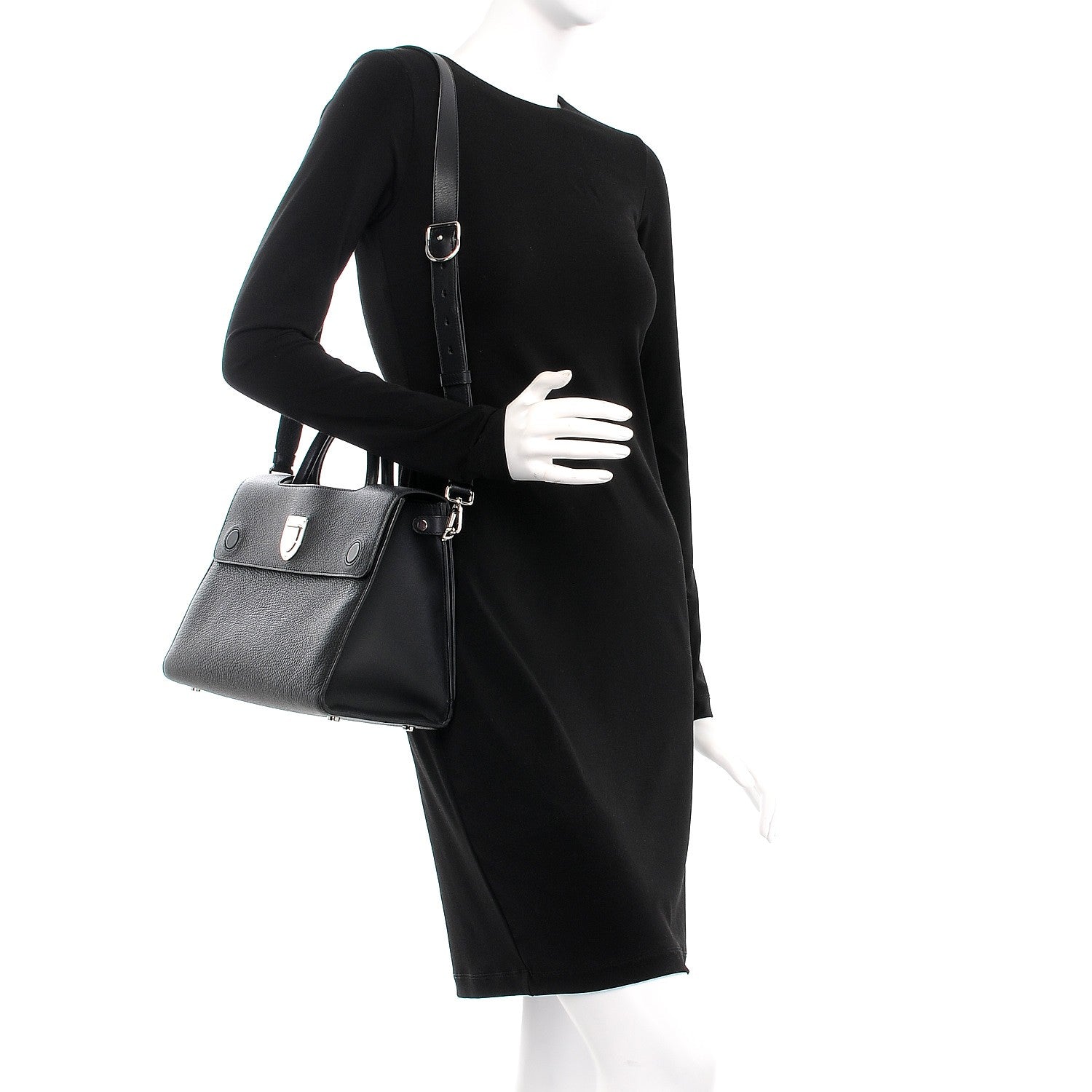 Christian Dior Grained Calfskin Medium Diorever Flap Black 2 of 7