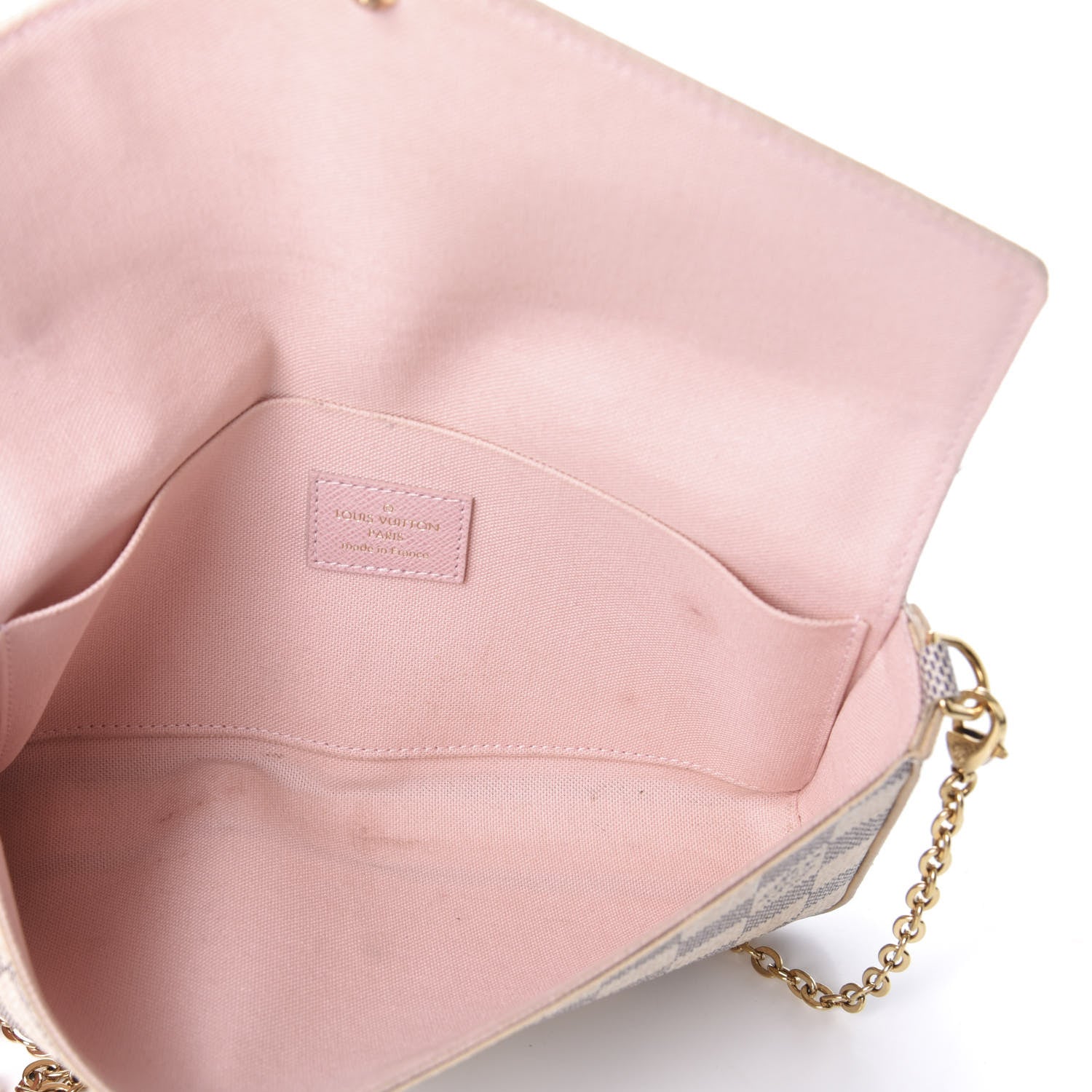 Louis Vuitton Damier Azur Pochette Felicie Chain Wallet Rose Ballerine 5 of 10