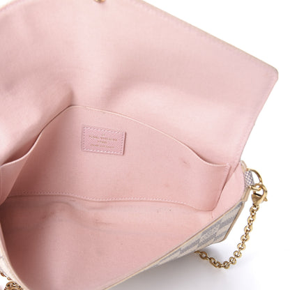 Louis Vuitton Damier Azur Pochette Felicie Chain Wallet Rose Ballerine 5 of 10