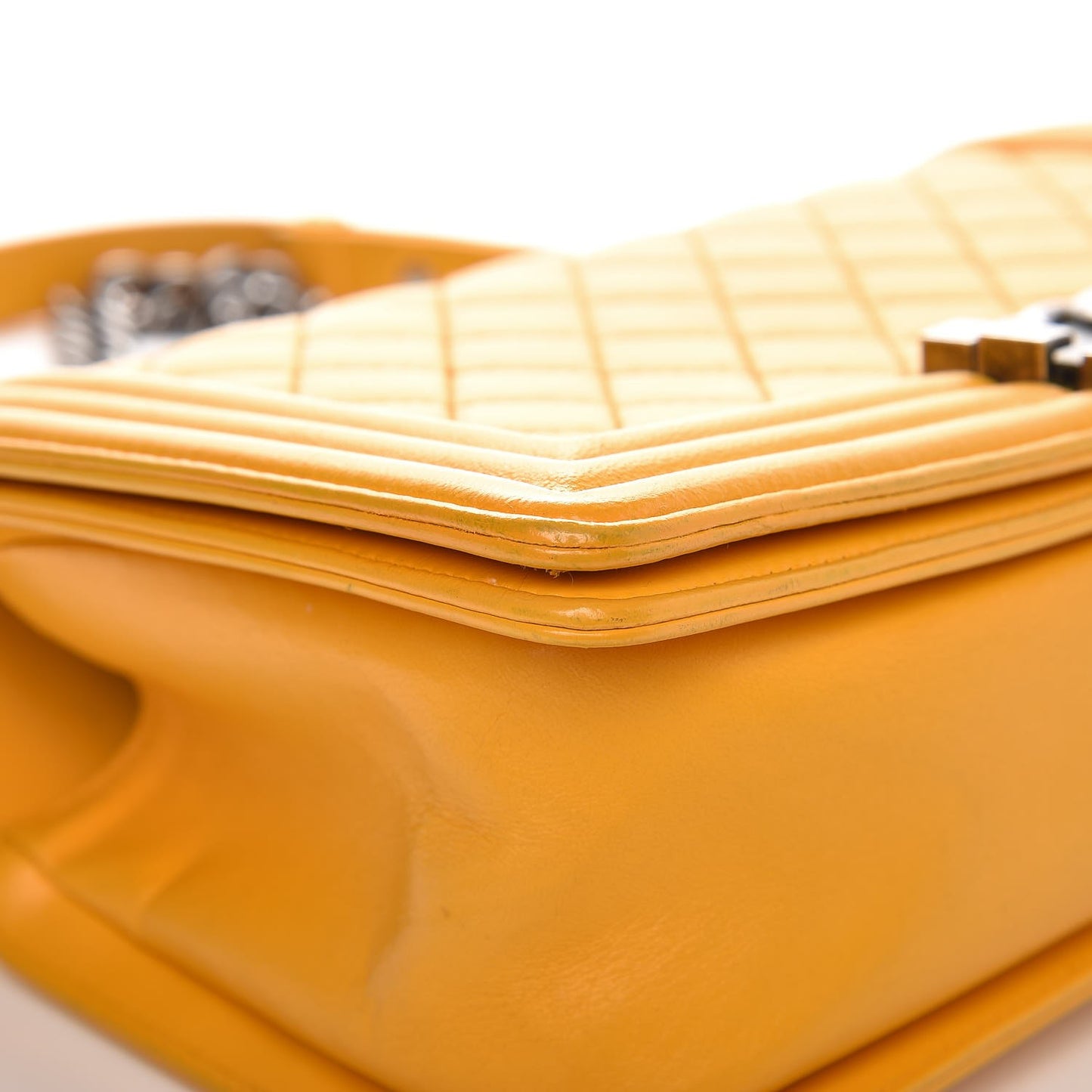 Calfskin Quilted Medium Boy Flap Yellow