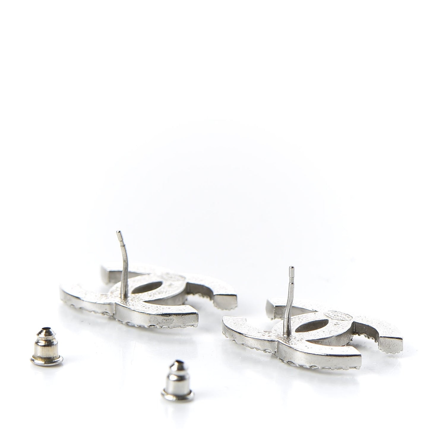 Crystal Large CC Earrings Silver