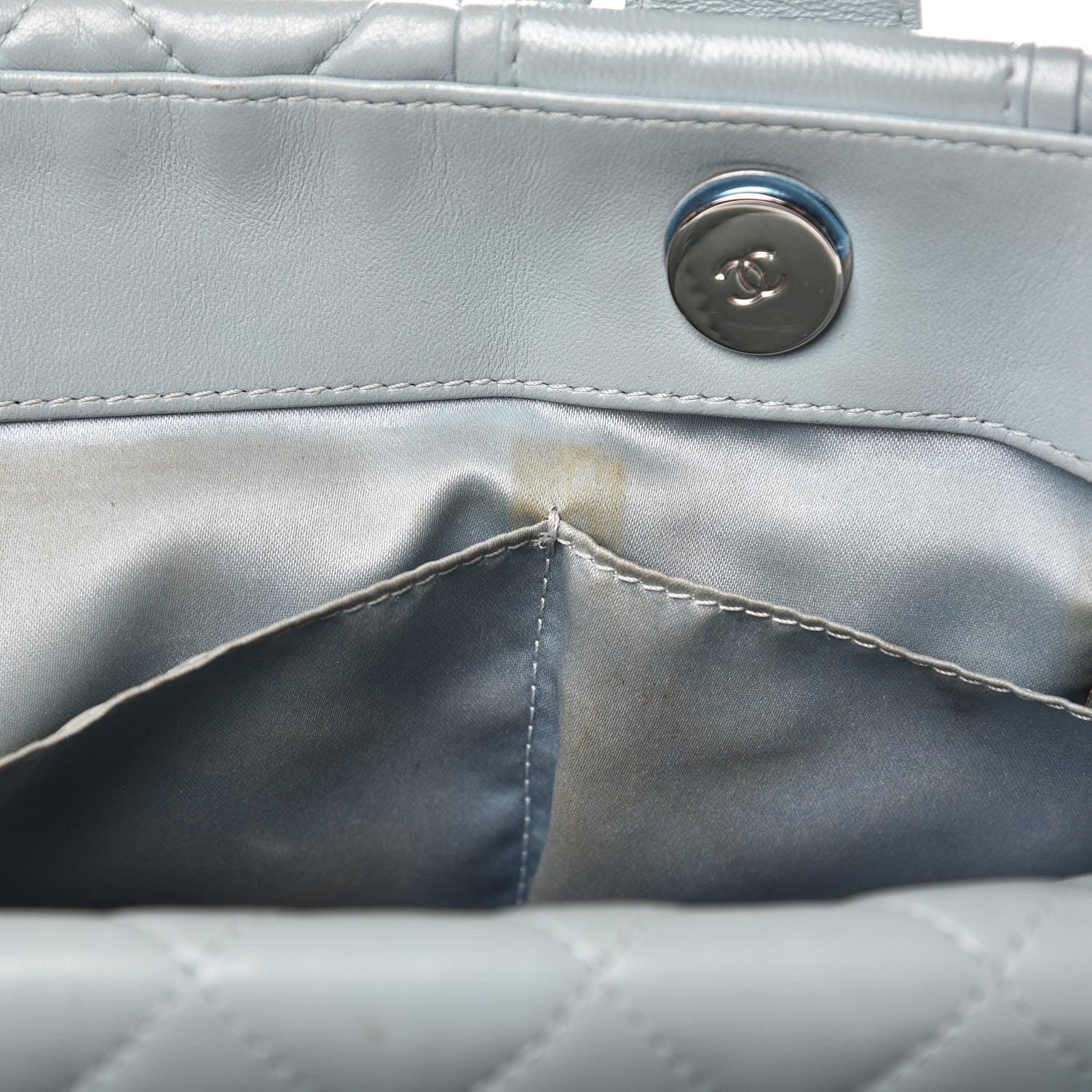 Chanel Lambskin Quilted Daily Shopping Tote Light Blue 11 of 19