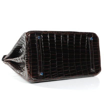 Hermes Shiny Porosus Crocodile Birkin 35 Cocoan 4 of 10