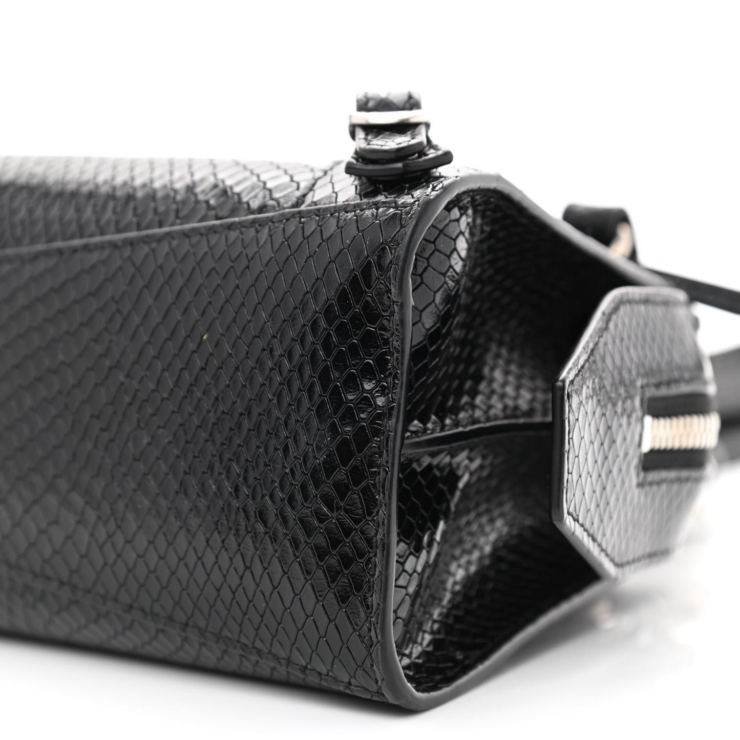 Grained Calfskin Snake Effect Silver Hardware Neo Classic Mini City Black