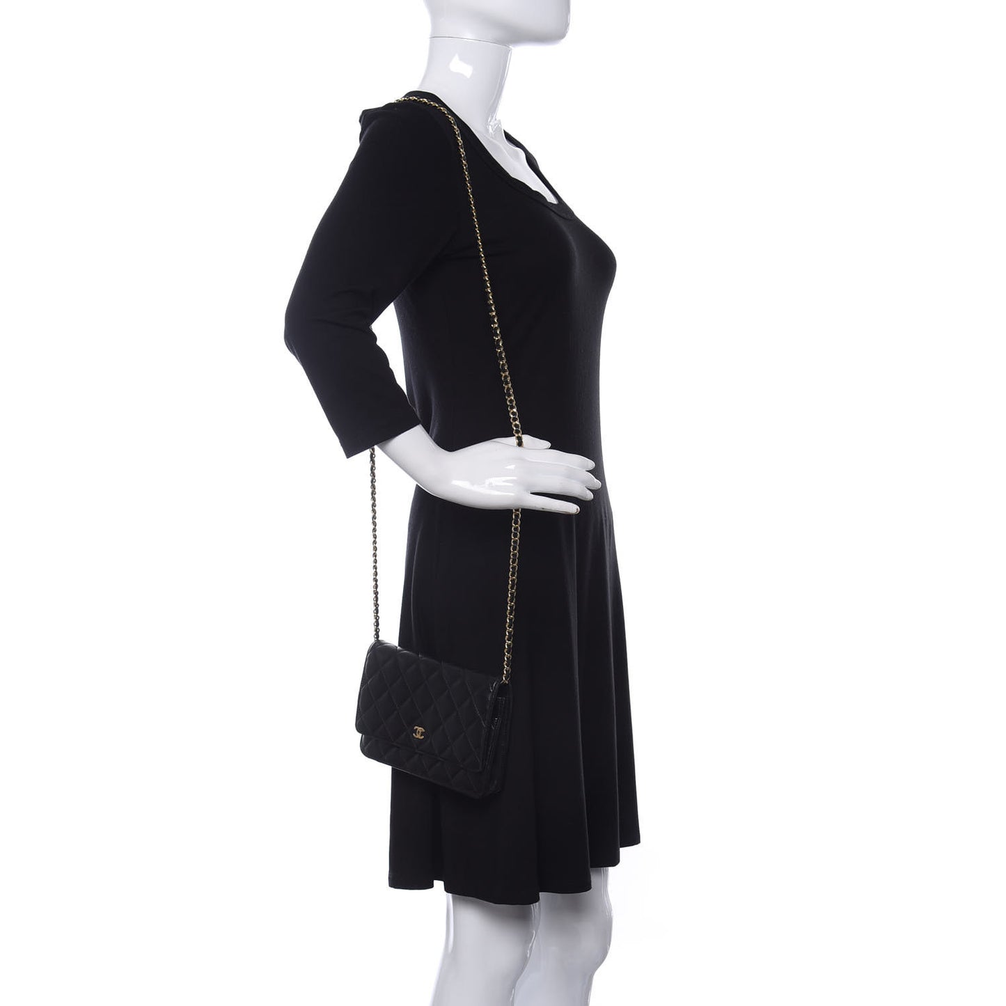 Lambskin Quilted Wallet On Chain WOC Black