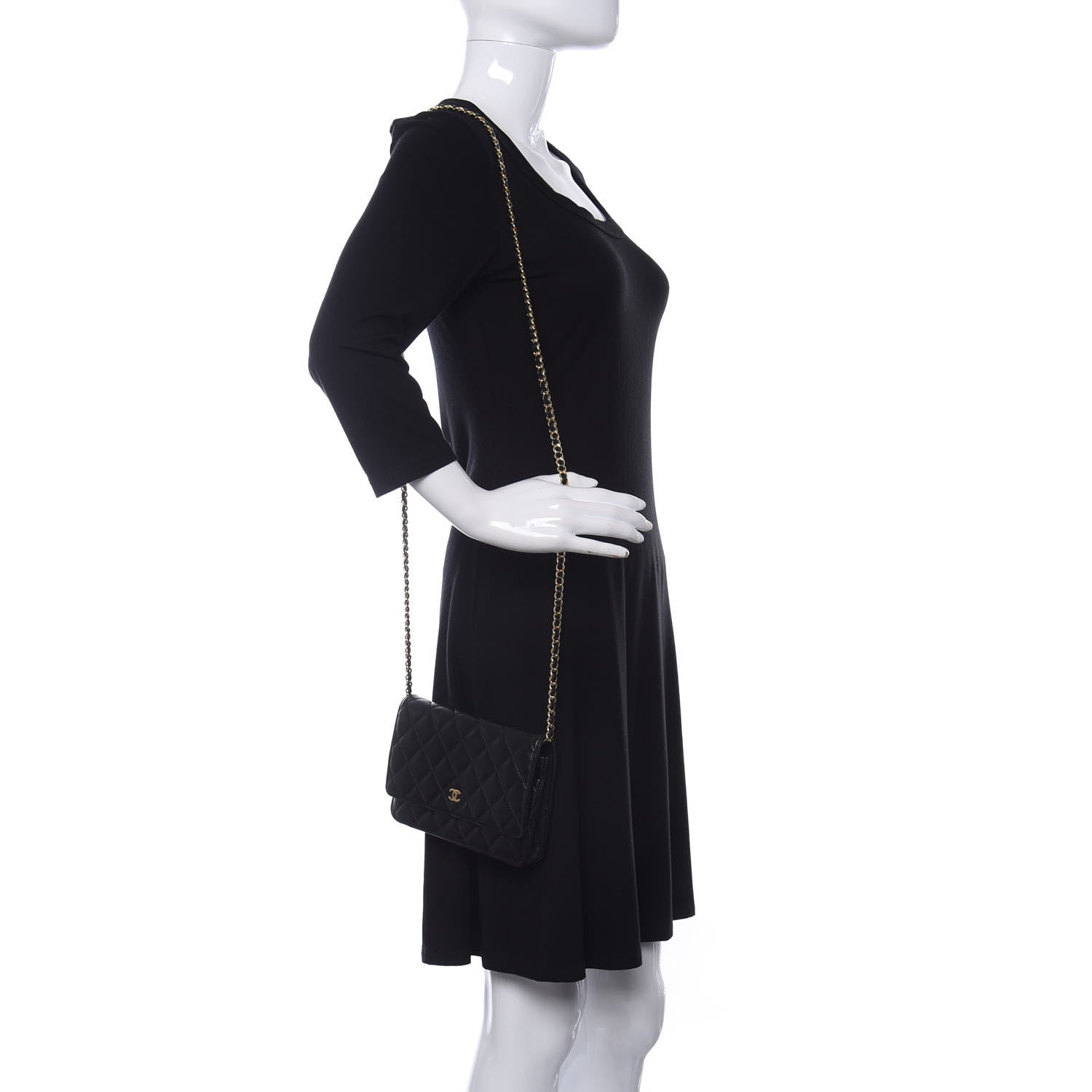Chanel Lambskin Quilted Wallet On Chain WOC Black 2 of 13