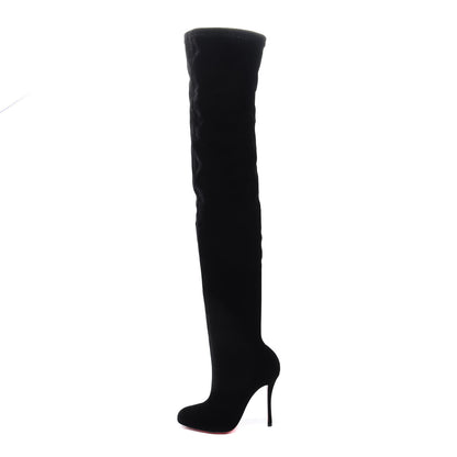 Christian Louboutin Velvet Classe 100 Stretch Over The Knee Boots 37 Black 1 of 9
